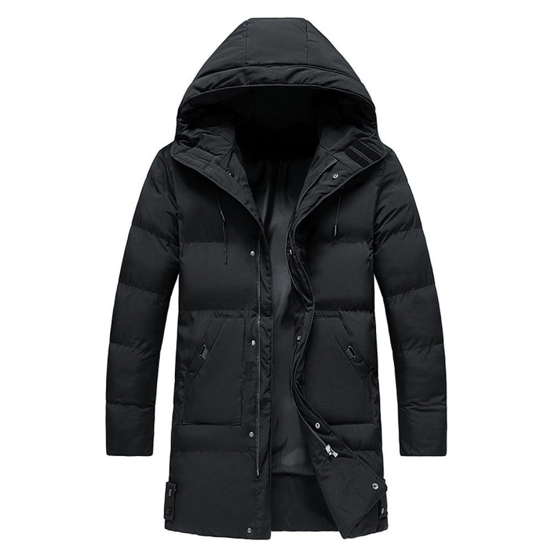 Men’s Long Puffer Winter Jacket Insulated Hooded Cold Weather Coat-Bon Voyage Vintage