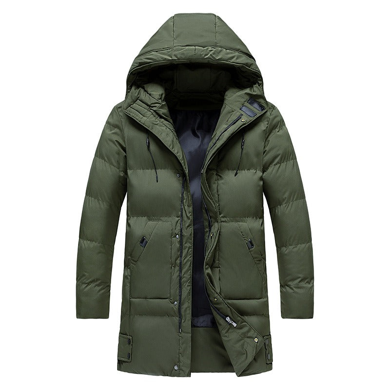 Men’s Long Puffer Winter Jacket Insulated Hooded Cold Weather Coat-Bon Voyage Vintage