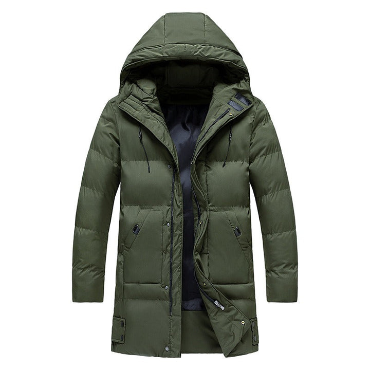 Men’s Long Puffer Winter Jacket Insulated Hooded Cold Weather Coat-Bon Voyage Vintage