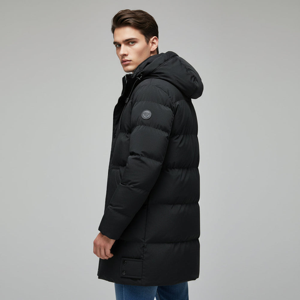 Men’s Long Puffer Winter Jacket Insulated Hooded Cold Weather Coat-Bon Voyage Vintage
