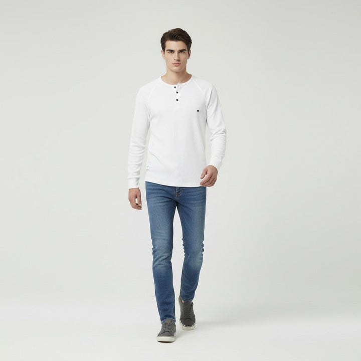 Men’s Long Sleeve Waffle Textured Casual Fall Top-Bon Voyage Vintage