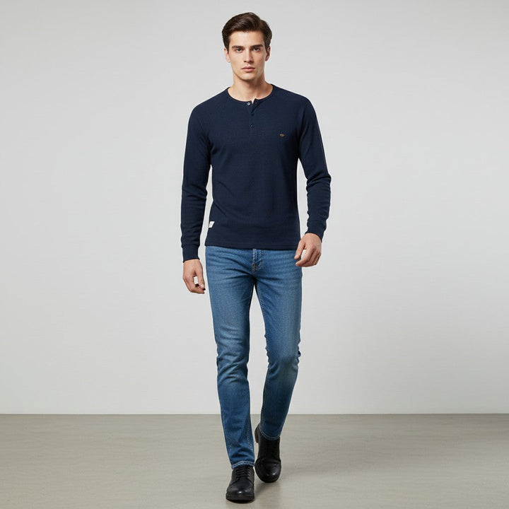 Men’s Long Sleeve Waffle Textured Casual Fall Top-Bon Voyage Vintage