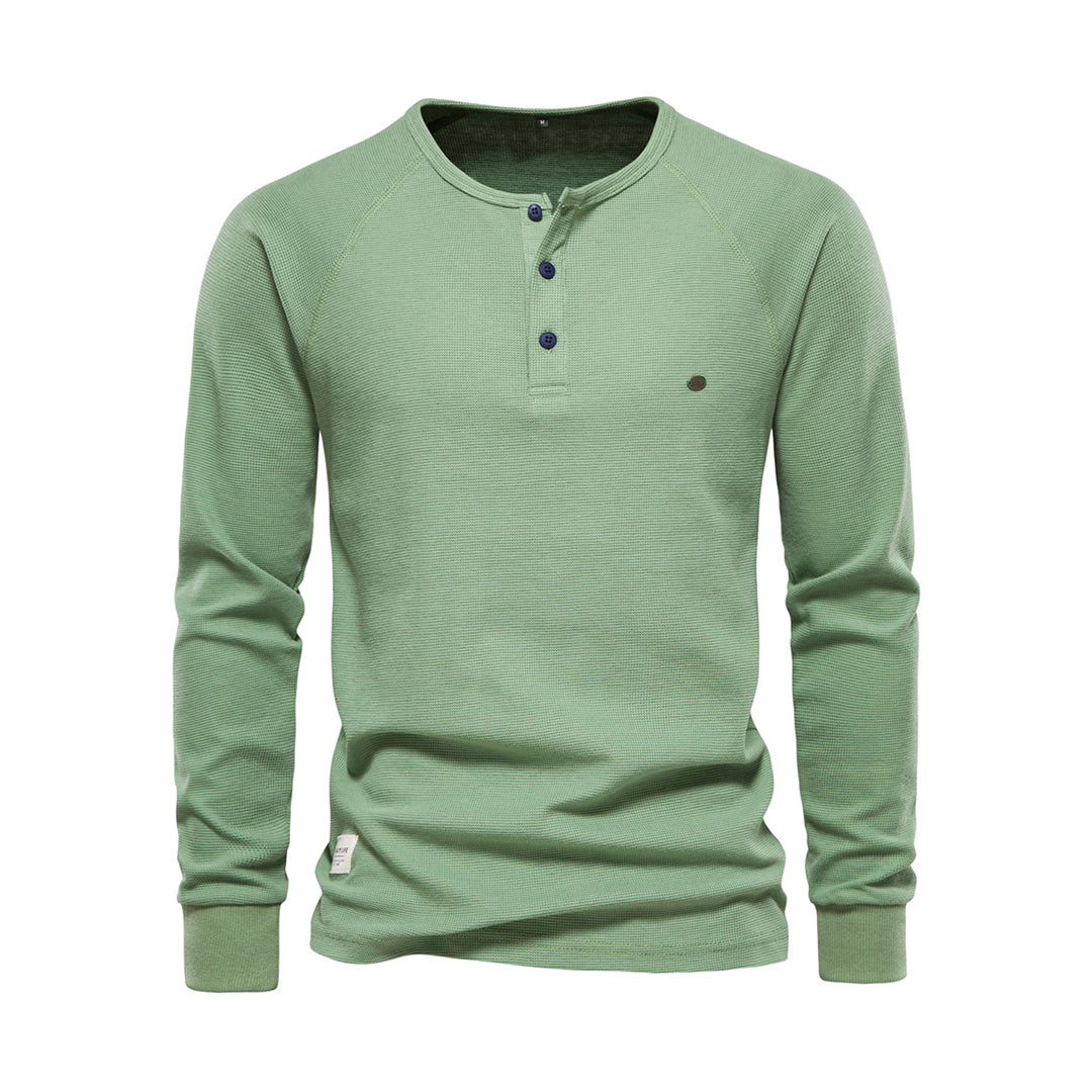Men’s Long Sleeve Waffle Textured Casual Fall Top-Bon Voyage Vintage