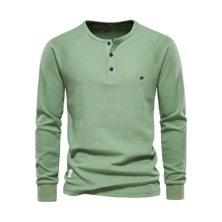 Men’s Long Sleeve Waffle Textured Casual Fall Top-Bon Voyage Vintage