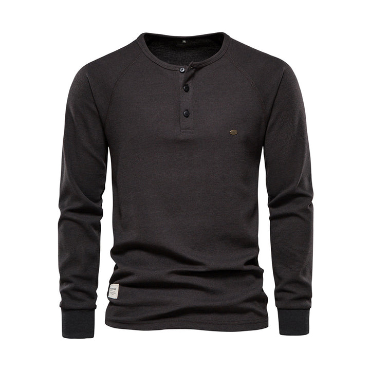 Men’s Long Sleeve Waffle Textured Casual Fall Top-Bon Voyage Vintage