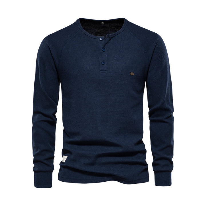 Men’s Long Sleeve Waffle Textured Casual Fall Top-Bon Voyage Vintage