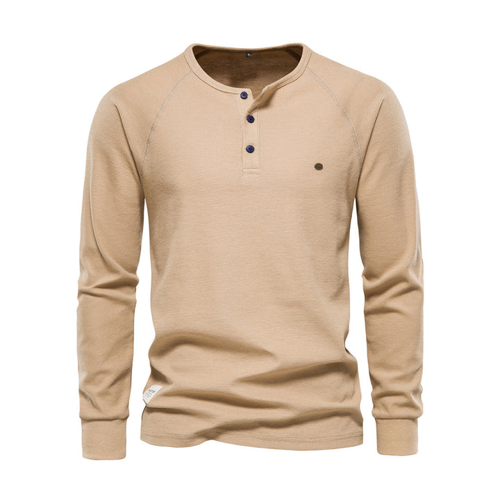 Men’s Long Sleeve Waffle Textured Casual Fall Top-Bon Voyage Vintage
