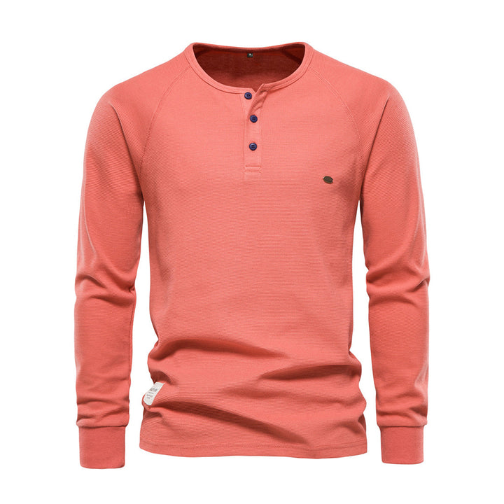 Men’s Long Sleeve Waffle Textured Casual Fall Top-Bon Voyage Vintage