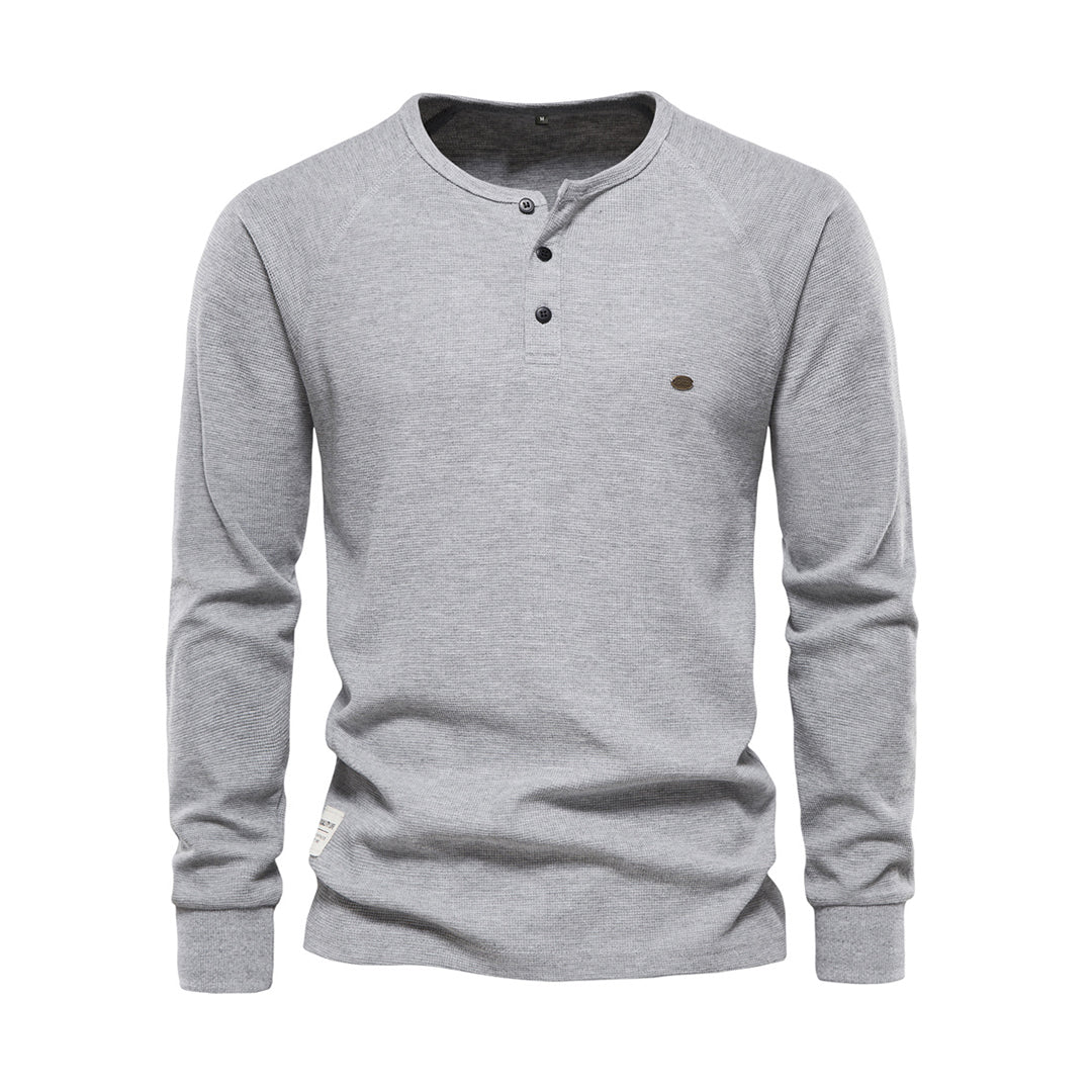 Men’s Long Sleeve Waffle Textured Casual Fall Top-Bon Voyage Vintage