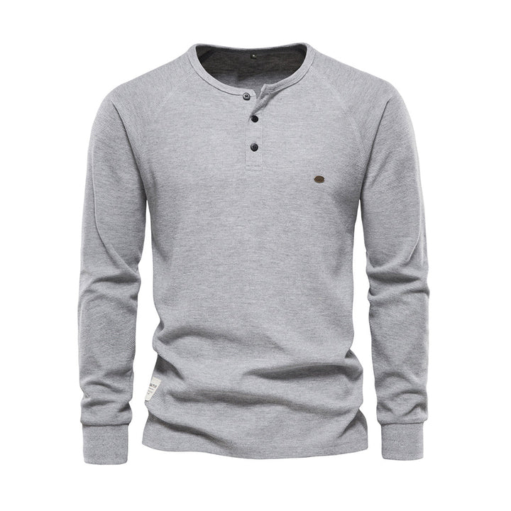Men’s Long Sleeve Waffle Textured Casual Fall Top-Bon Voyage Vintage