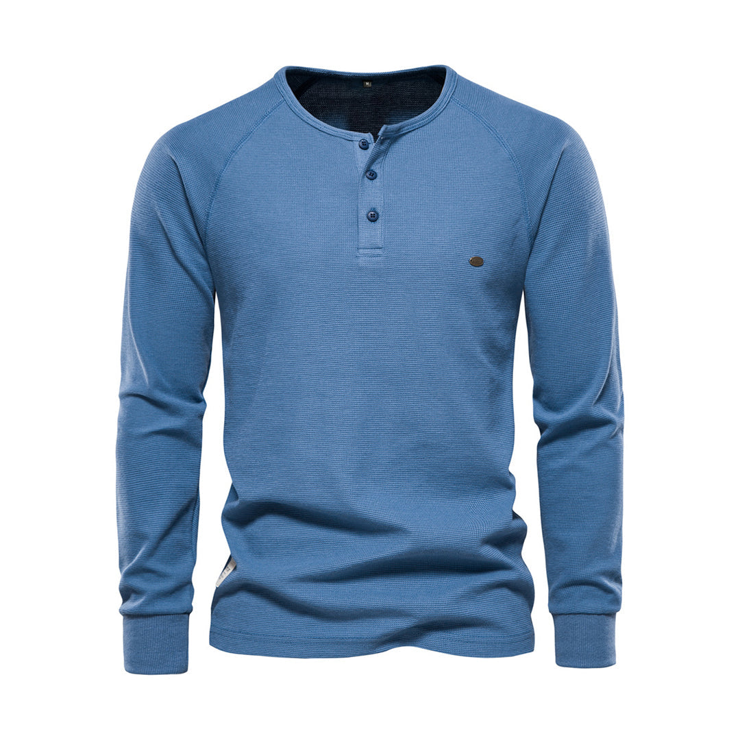 Men’s Long Sleeve Waffle Textured Casual Fall Top-Bon Voyage Vintage