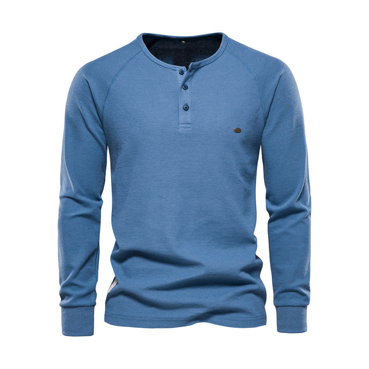 Men’s Long Sleeve Waffle Textured Casual Fall Top-Bon Voyage Vintage