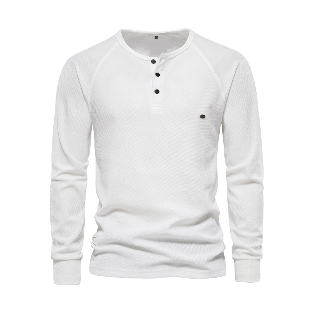 Men’s Long Sleeve Waffle Textured Casual Fall Top-Bon Voyage Vintage