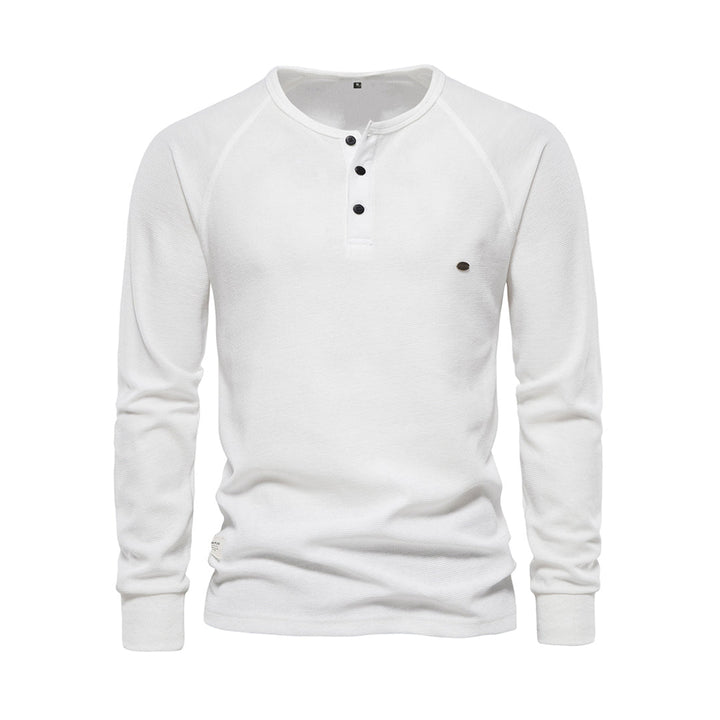 Men’s Long Sleeve Waffle Textured Casual Fall Top-Bon Voyage Vintage