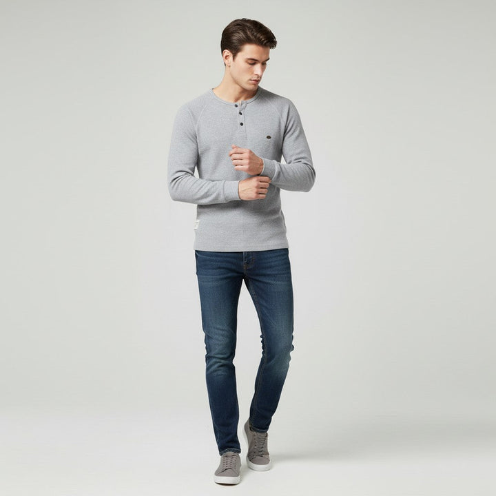 Men’s Long Sleeve Waffle Textured Casual Fall Top-Bon Voyage Vintage