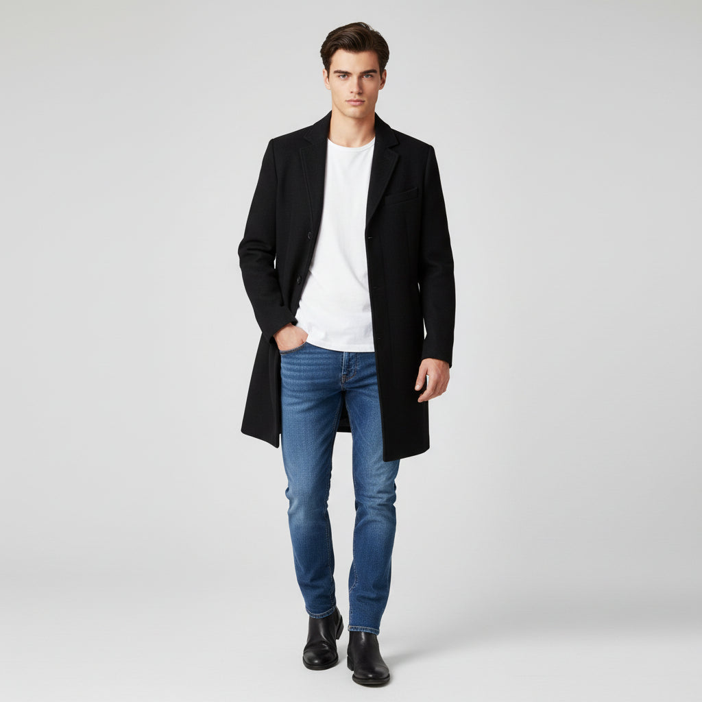 Men’s Long Winter Coat Cotton Cold-Weather Overcoat-Bon Voyage Vintage
