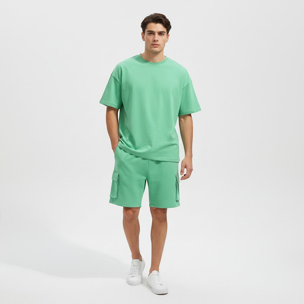 Men’s Short Sleeve T-Shirt and Cargo Shorts Set-Bon Voyage Vintage