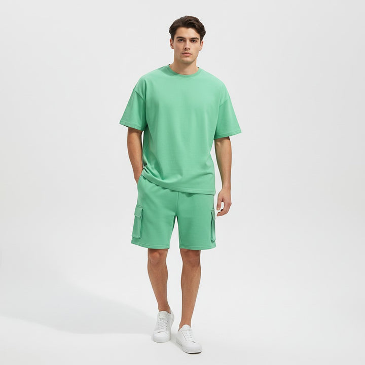 Men’s Short Sleeve T-Shirt and Cargo Shorts Set-Bon Voyage Vintage