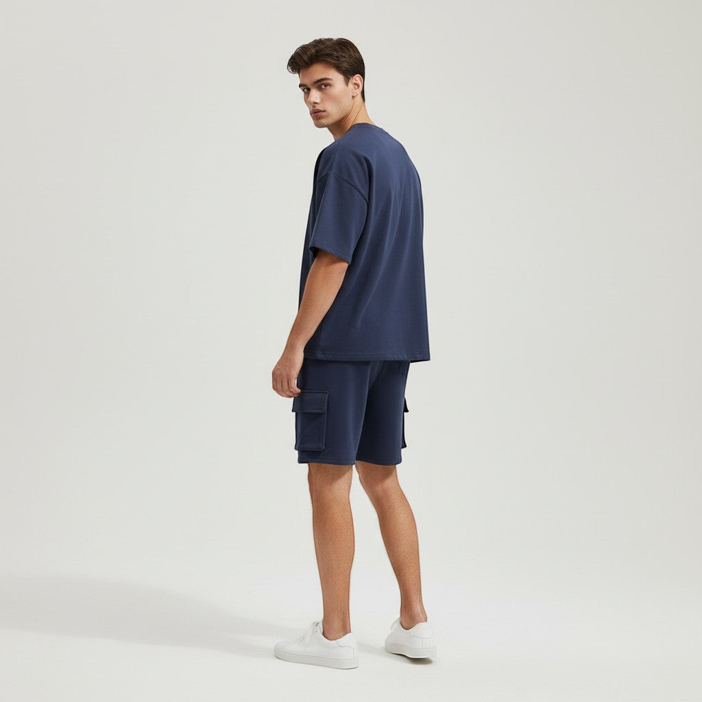 Men’s Short Sleeve T-Shirt and Cargo Shorts Set-Bon Voyage Vintage