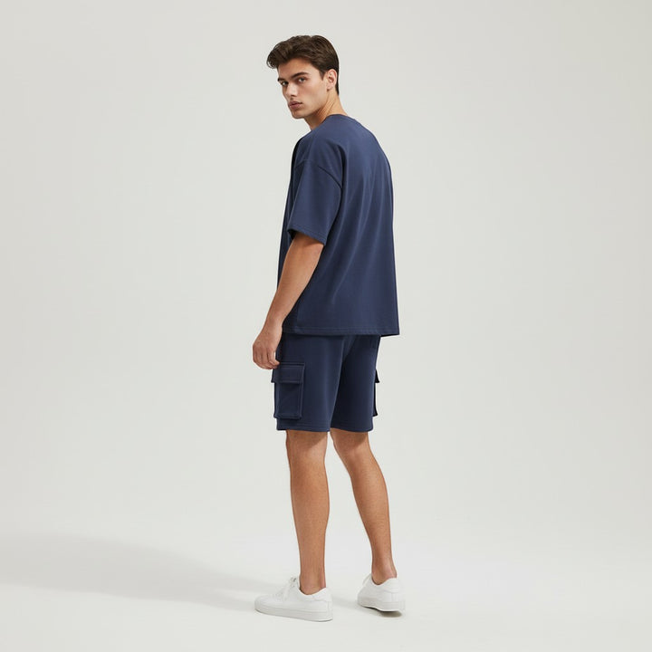 Men’s Short Sleeve T-Shirt and Cargo Shorts Set-Bon Voyage Vintage