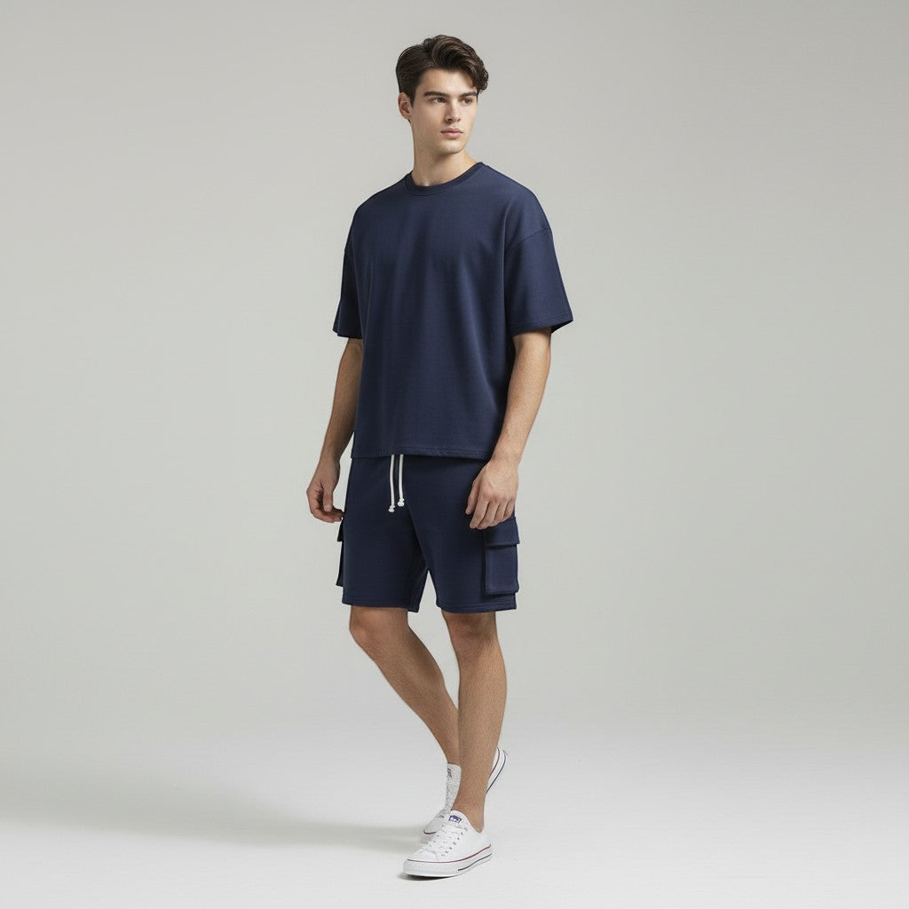 Men’s Short Sleeve T-Shirt and Cargo Shorts Set-Bon Voyage Vintage