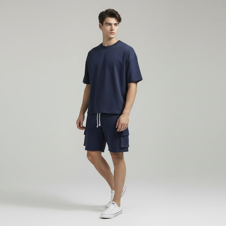 Men’s Short Sleeve T-Shirt and Cargo Shorts Set-Bon Voyage Vintage