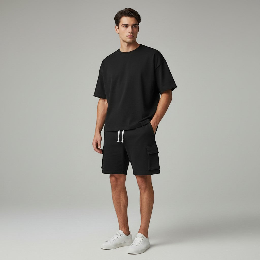 Men’s Short Sleeve T-Shirt and Cargo Shorts Set-Bon Voyage Vintage