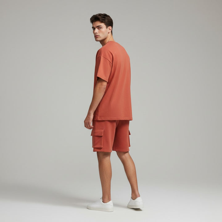 Men’s Short Sleeve T-Shirt and Cargo Shorts Set-Bon Voyage Vintage