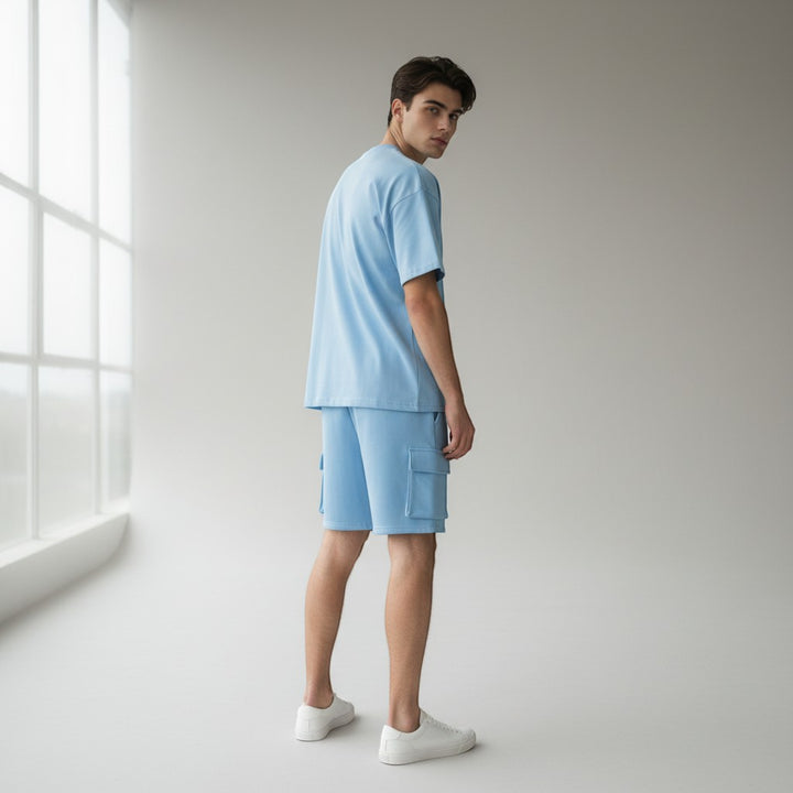 Men’s Short Sleeve T-Shirt and Cargo Shorts Set-Bon Voyage Vintage