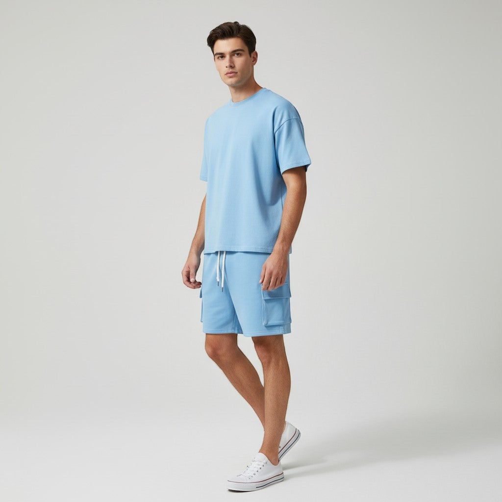 Men’s Short Sleeve T-Shirt and Cargo Shorts Set-Bon Voyage Vintage