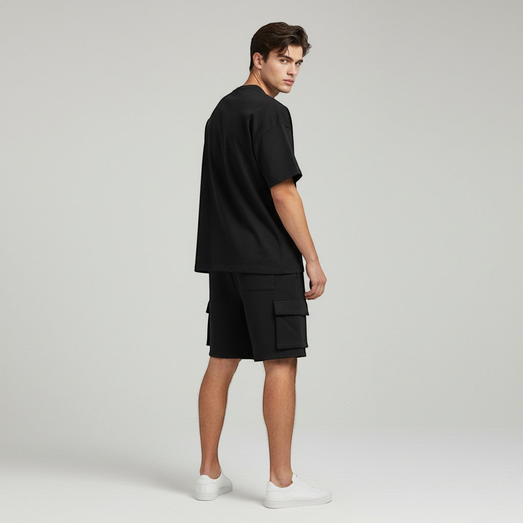 Men’s Short Sleeve T-Shirt and Cargo Shorts Set-Bon Voyage Vintage