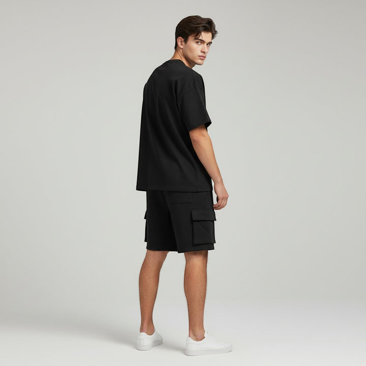 Men’s Short Sleeve T-Shirt and Cargo Shorts Set-Bon Voyage Vintage