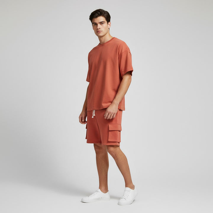 Men’s Short Sleeve T-Shirt and Cargo Shorts Set-Bon Voyage Vintage
