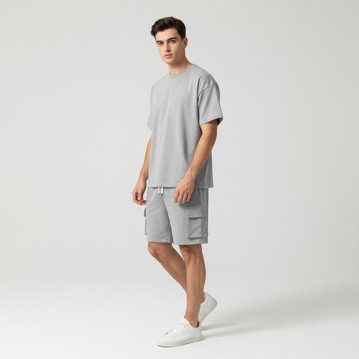 Men’s Short Sleeve T-Shirt and Cargo Shorts Set-Bon Voyage Vintage