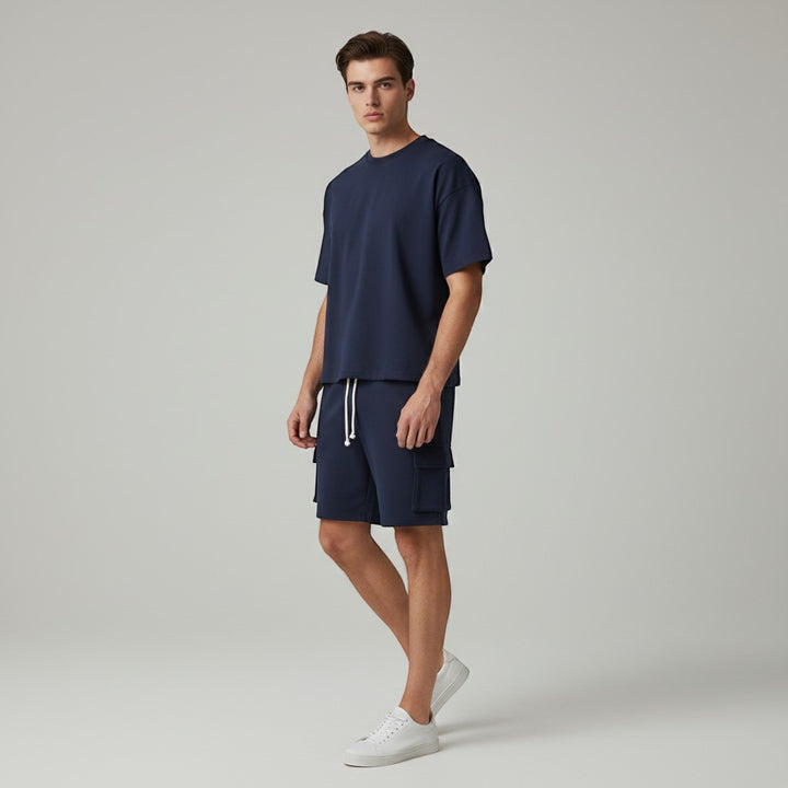 Men’s Short Sleeve T-Shirt and Cargo Shorts Set-Bon Voyage Vintage