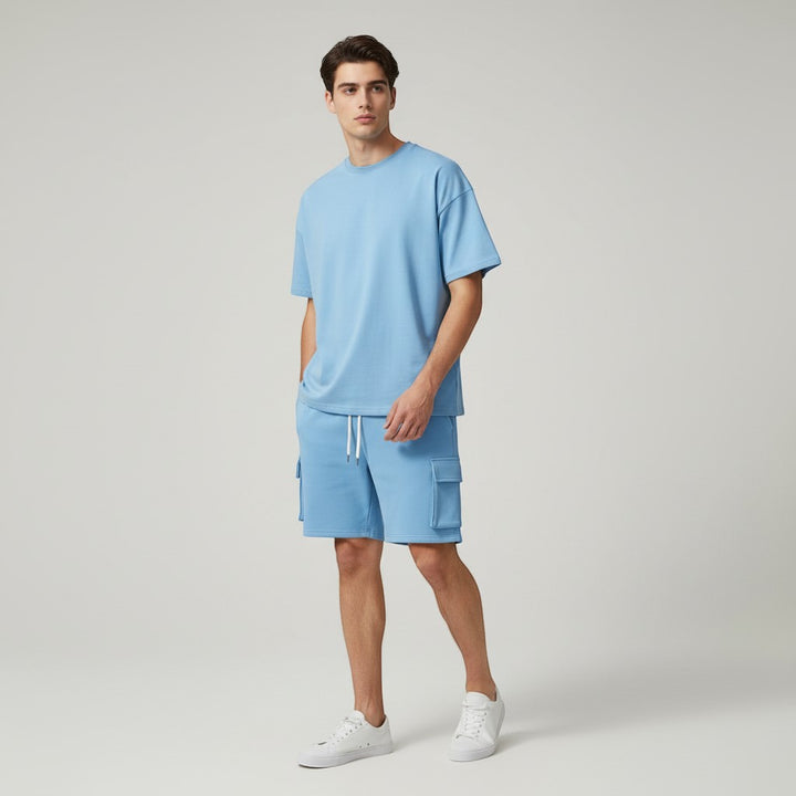 Men’s Short Sleeve T-Shirt and Cargo Shorts Set-Bon Voyage Vintage