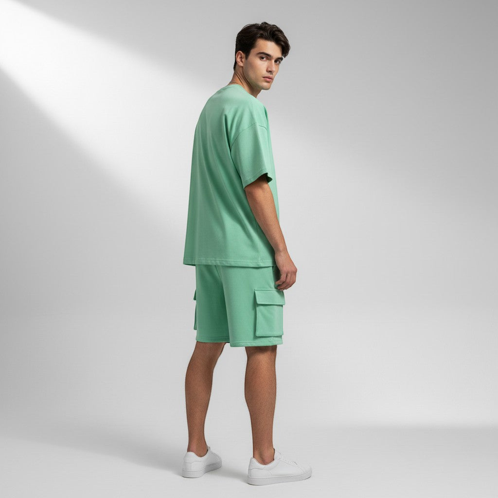 Men’s Short Sleeve T-Shirt and Cargo Shorts Set-Bon Voyage Vintage