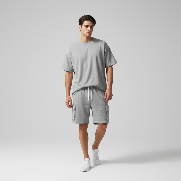 Men’s Short Sleeve T-Shirt and Cargo Shorts Set-Bon Voyage Vintage