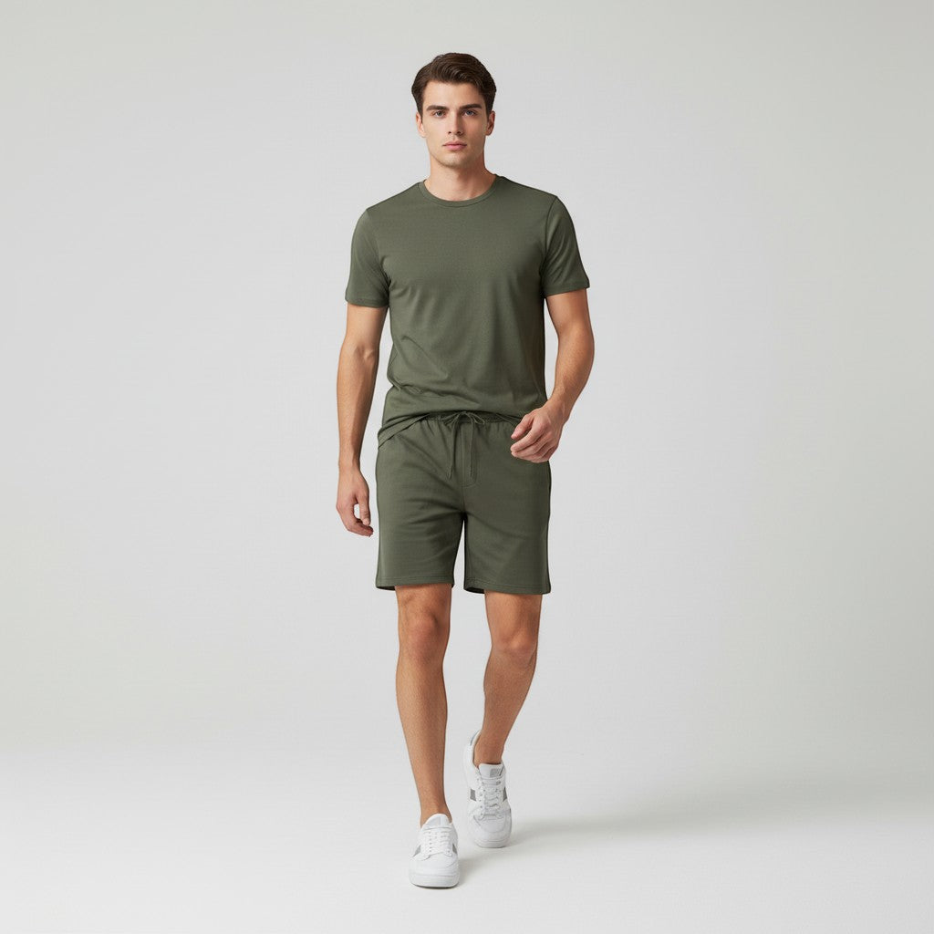 Men’s Short Sleeve T-Shirt and Shorts Set-Bon Voyage Vintage