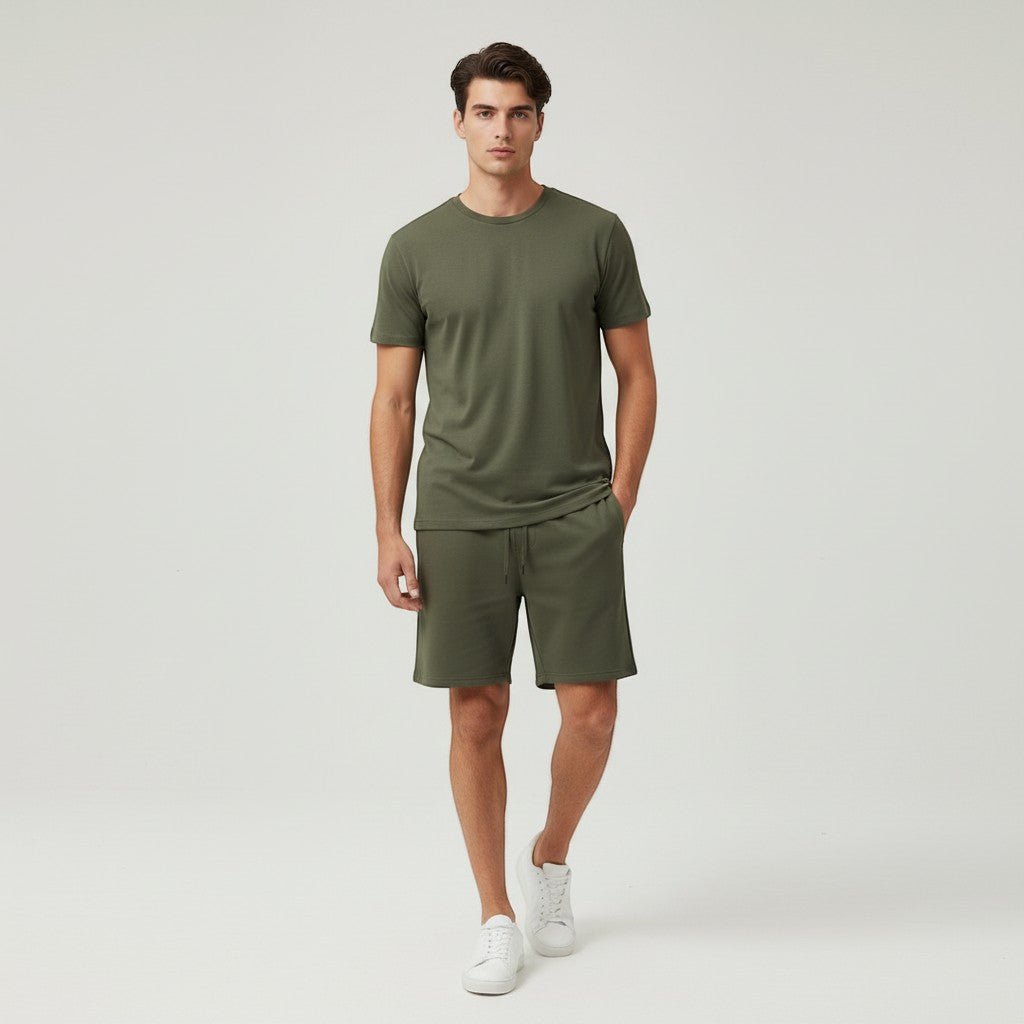 Men’s Short Sleeve T-Shirt and Shorts Set-Bon Voyage Vintage