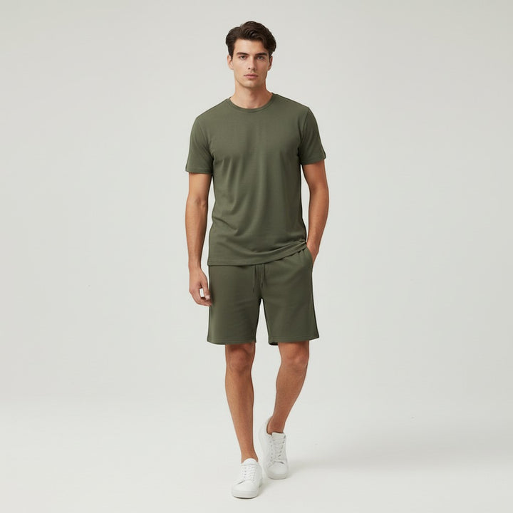 Men’s Short Sleeve T-Shirt and Shorts Set-Bon Voyage Vintage