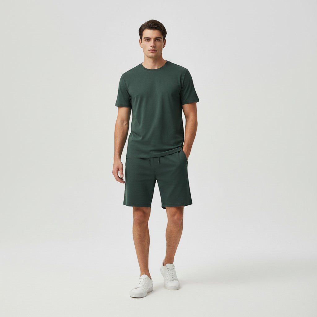 Men’s Short Sleeve T-Shirt and Shorts Set-Bon Voyage Vintage