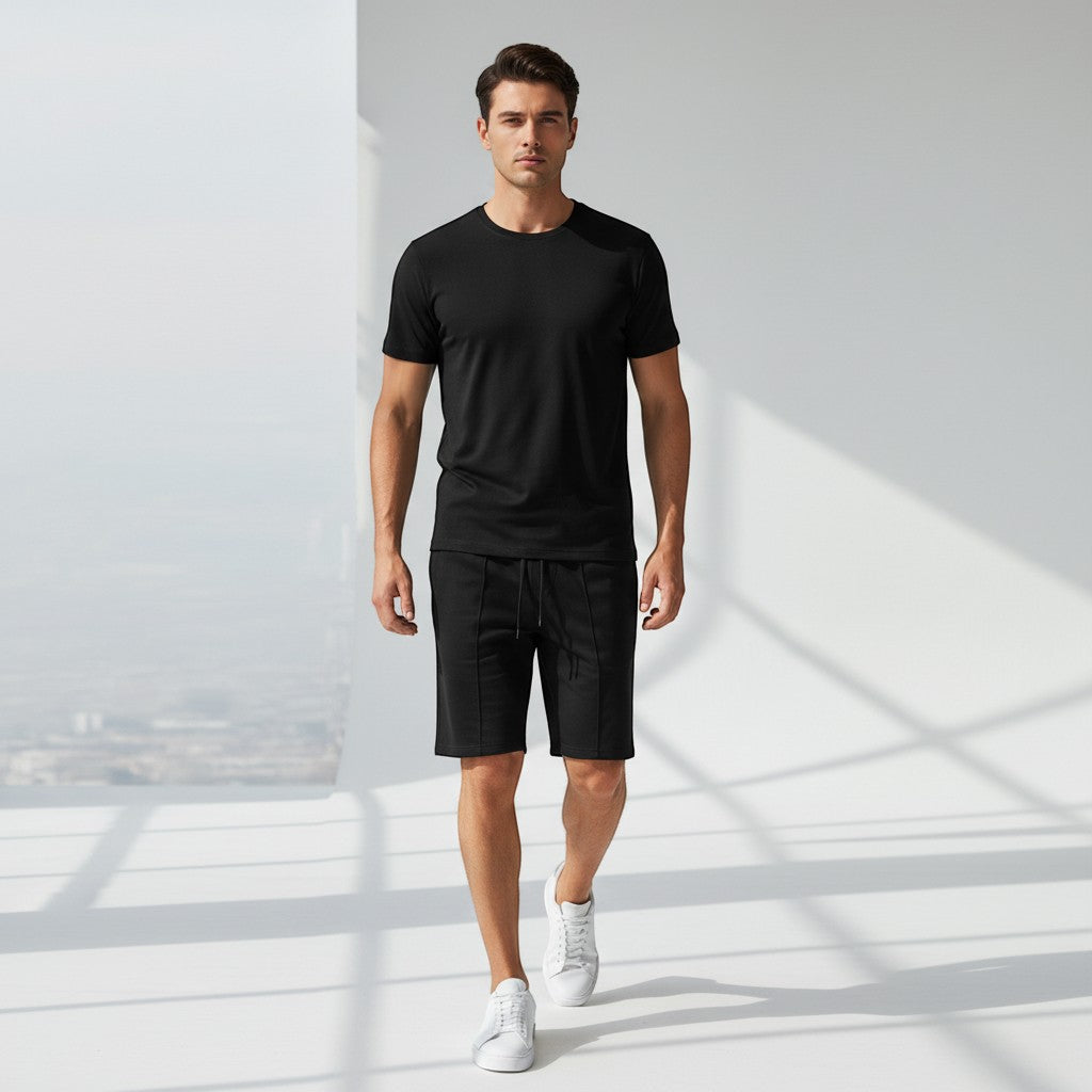 Men’s Short Sleeve T-Shirt and Shorts Set-Bon Voyage Vintage