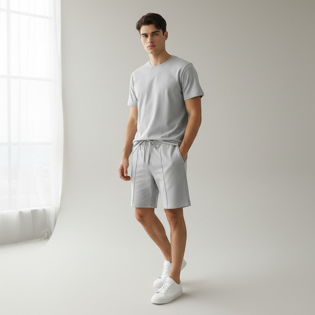 Men’s Short Sleeve T-Shirt and Shorts Set-Bon Voyage Vintage