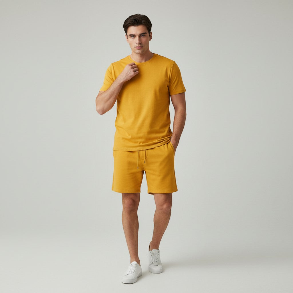 Men’s Short Sleeve T-Shirt and Shorts Set-Bon Voyage Vintage