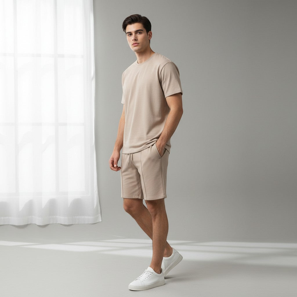 Men’s Short Sleeve T-Shirt and Shorts Set-Bon Voyage Vintage