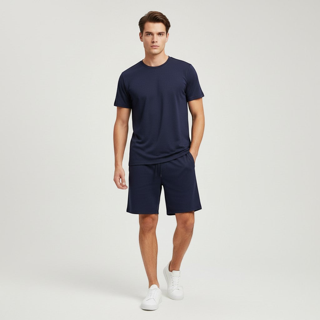 Men’s Short Sleeve T-Shirt and Shorts Set-Bon Voyage Vintage