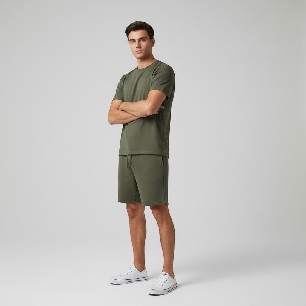 Men’s Short Sleeve T-Shirt and Shorts Set-Bon Voyage Vintage