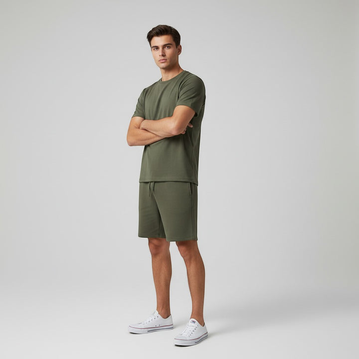 Men’s Short Sleeve T-Shirt and Shorts Set-Bon Voyage Vintage