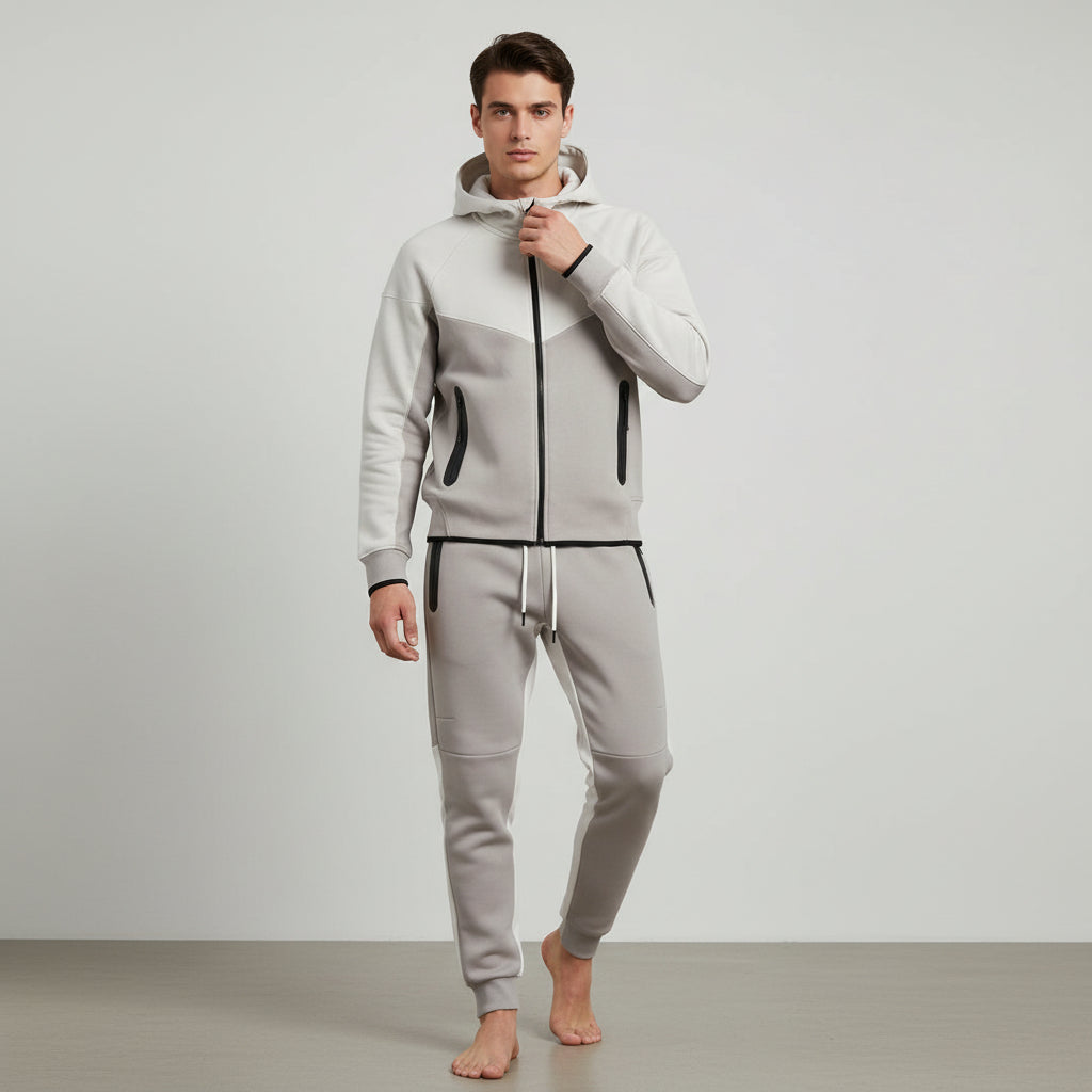Men’s Tech Fleece Football Jersey Tracksuit Full Zip Hoodie and Joggers Set-Bon Voyage Vintage